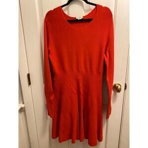 Jason Wu Women's Size XL Heavy Knit Long Sleeve Sweater Dress Midi Orange